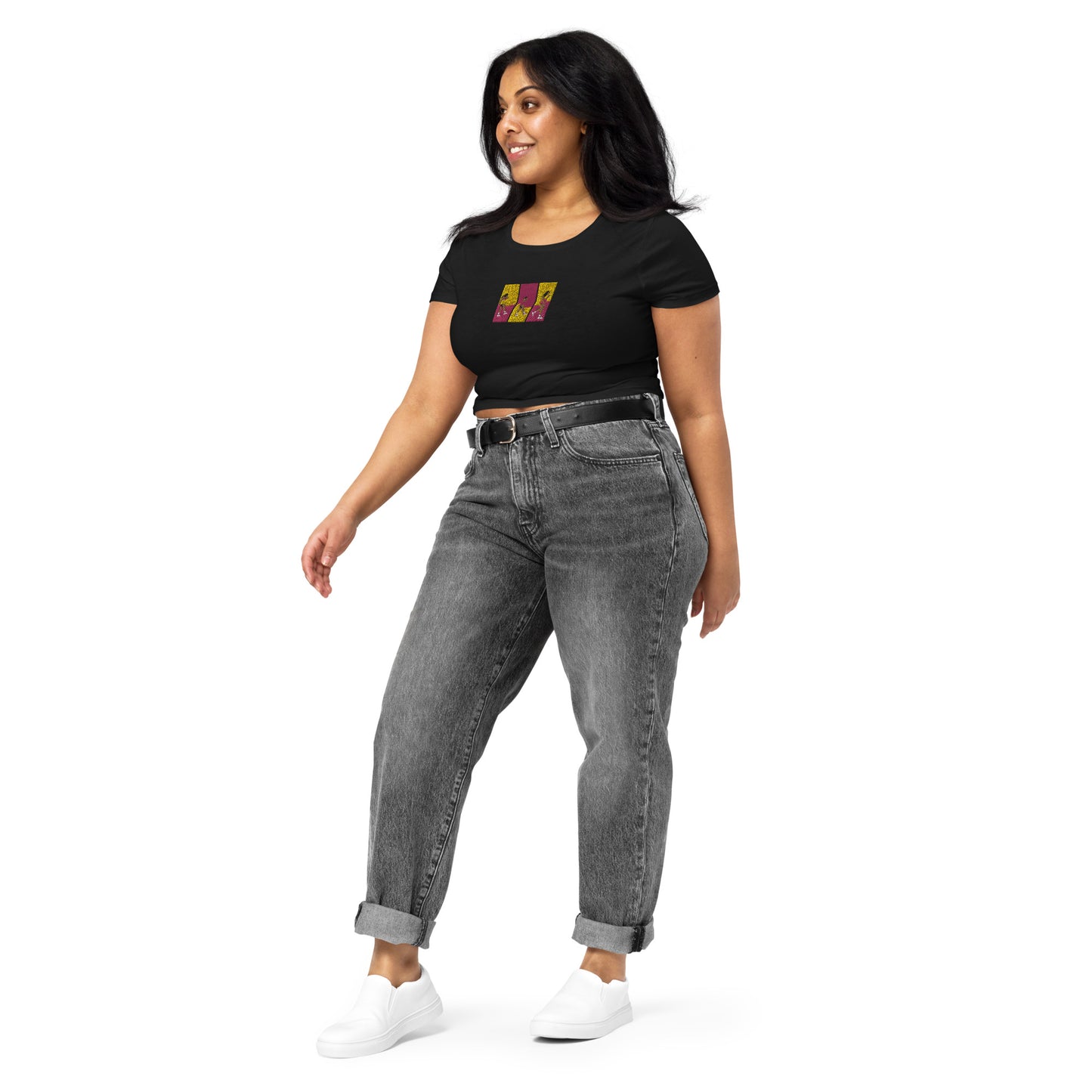 "Walk by Faith" Women's Embroidery Crop Tee - Inspirational Everyday Style