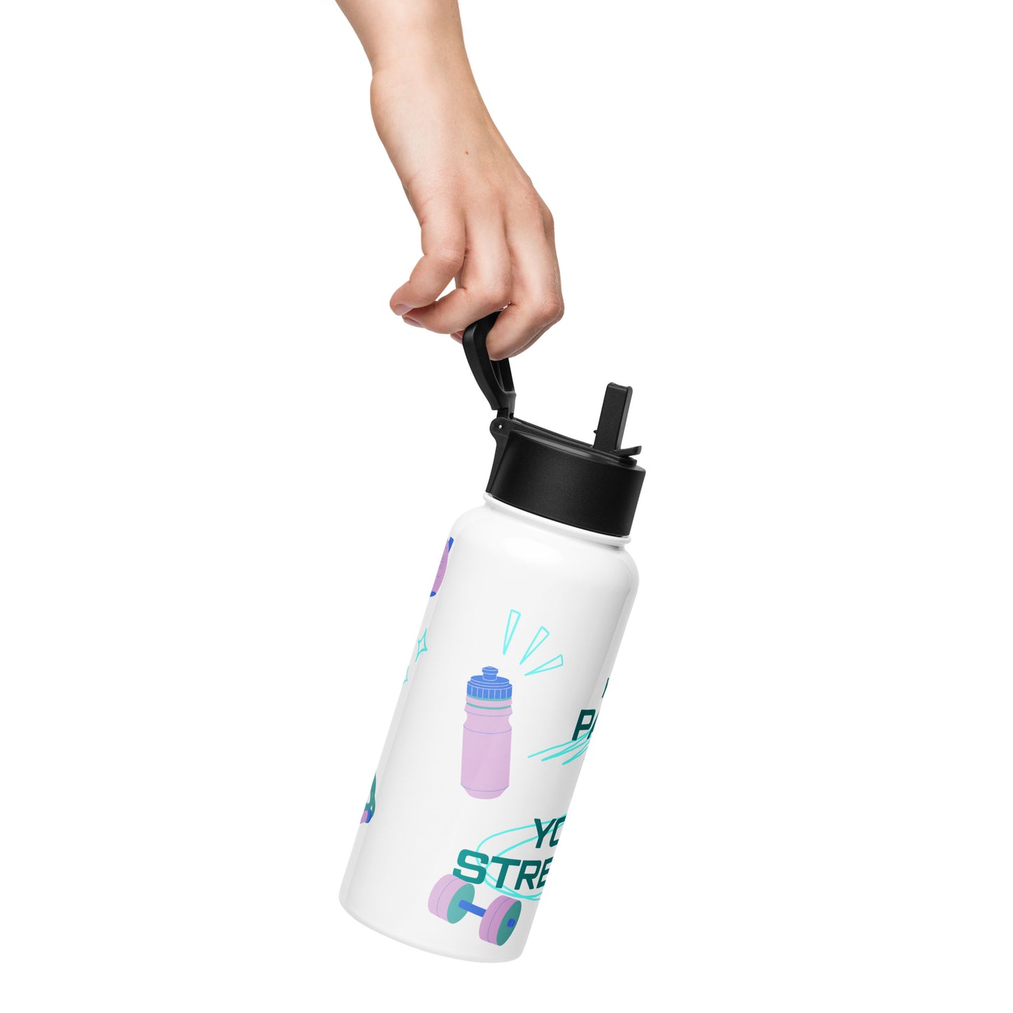 " Your Pain Is Your Strength" Stainless Steel Water Bottle - Insulated Straw Lid, Leakproof, BPA-Free