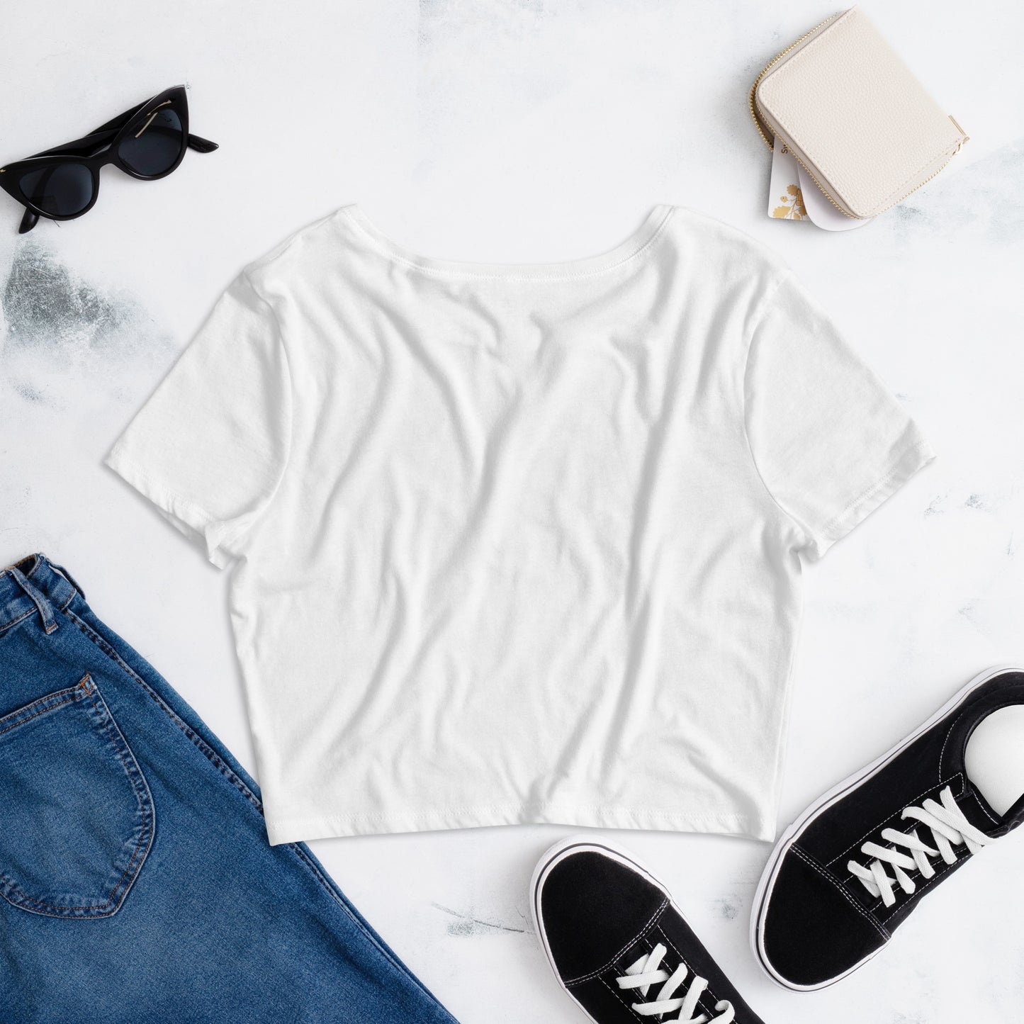 "Walk by Faith" Women's Embroidery Crop Tee - Inspirational Everyday Style