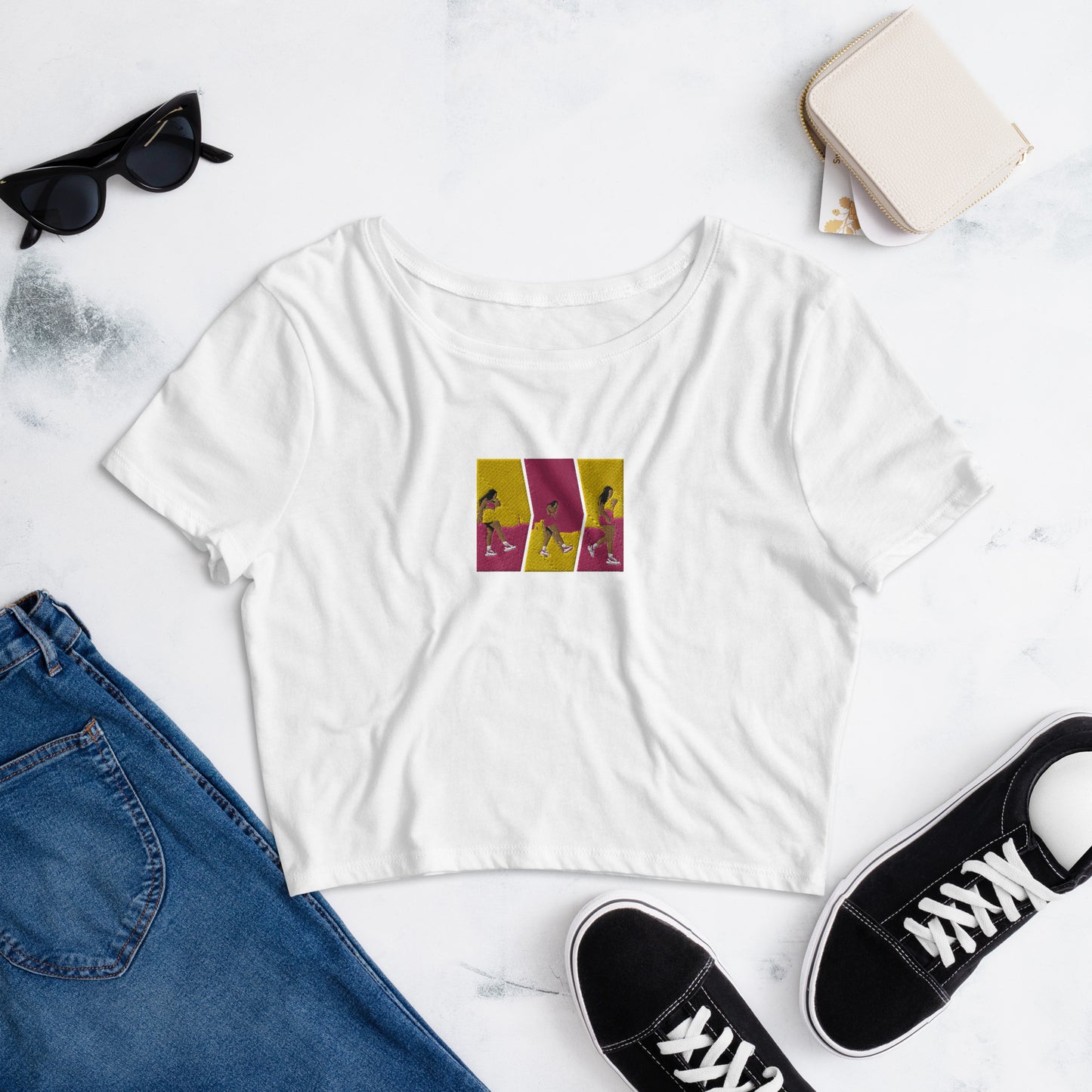 "Walk by Faith" Women's Embroidery Crop Tee - Inspirational Everyday Style