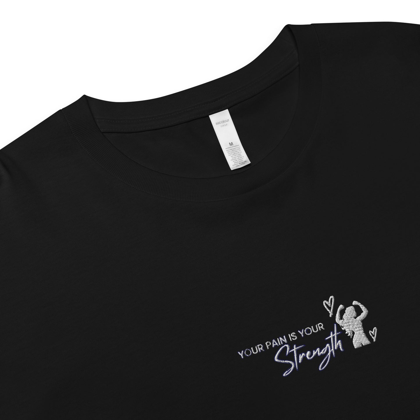 Empowering Women's Crop Top - "Your Pain Is Your Strength" Embroidery